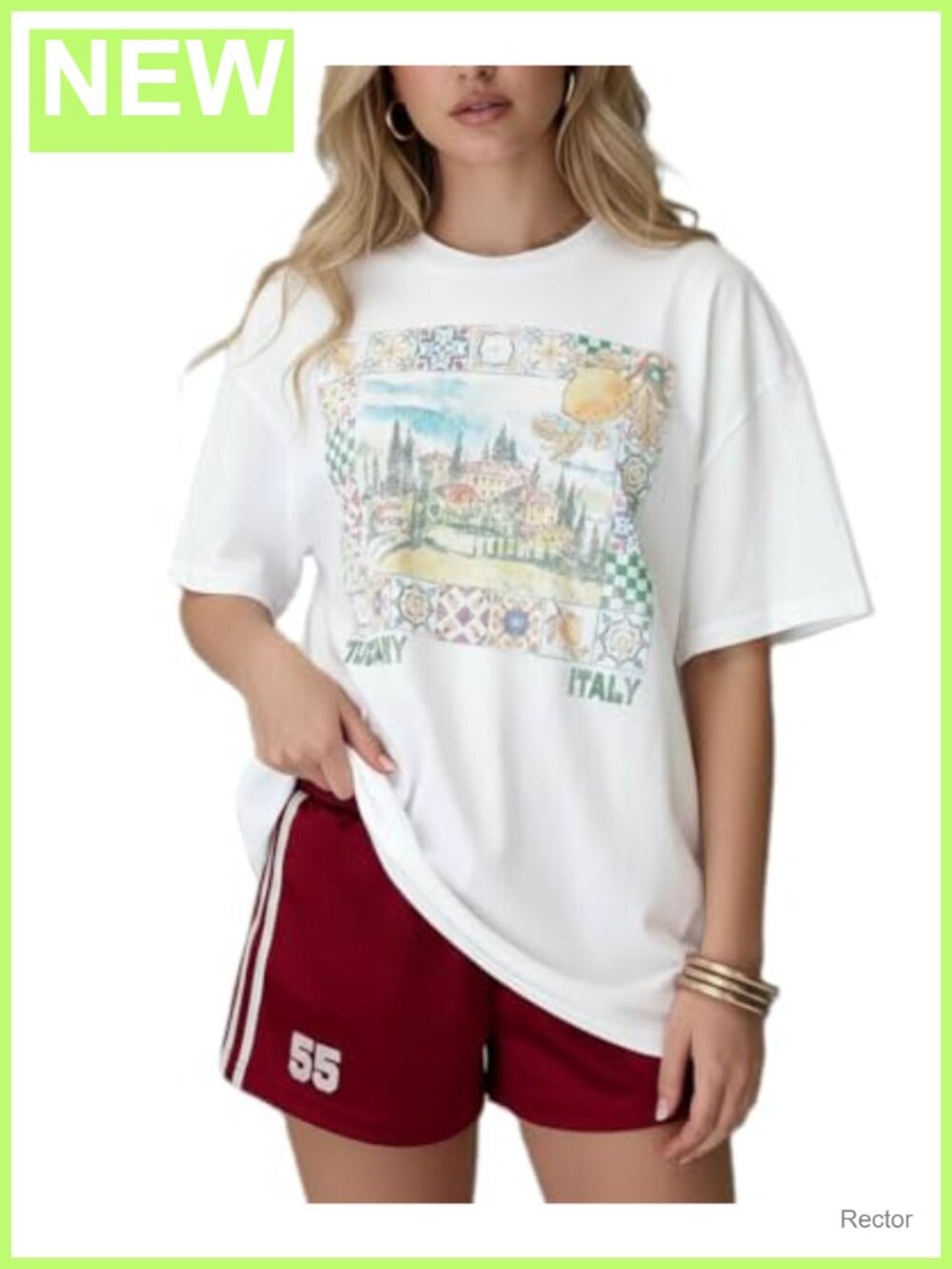 Oversized Summer Graphic Tee Short Sleeve Crew Neck Polyester T-Shirt